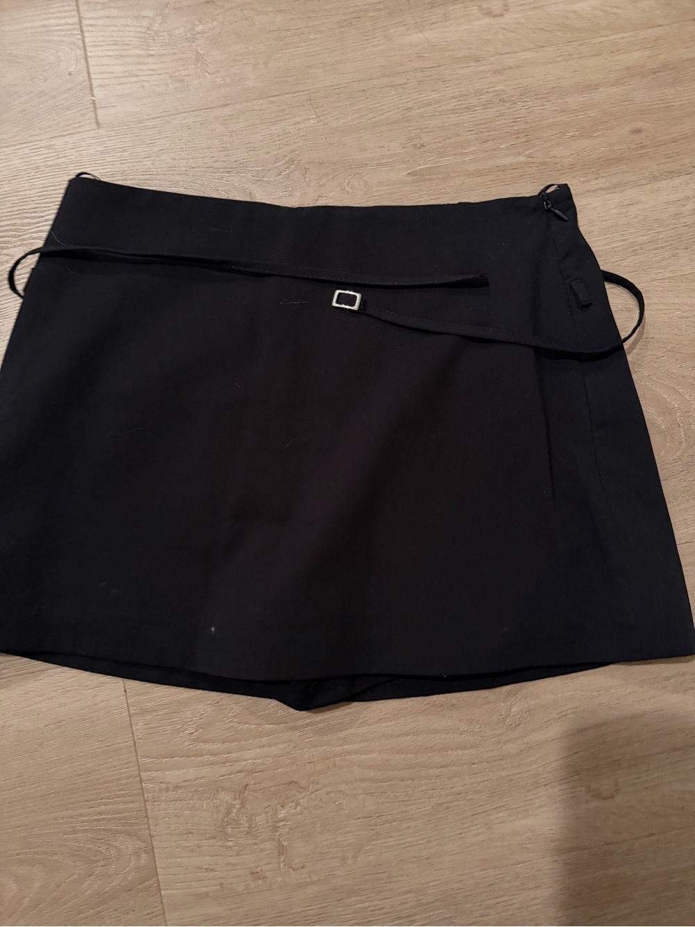 Zara Black Women's Short Skort with Belt Detail